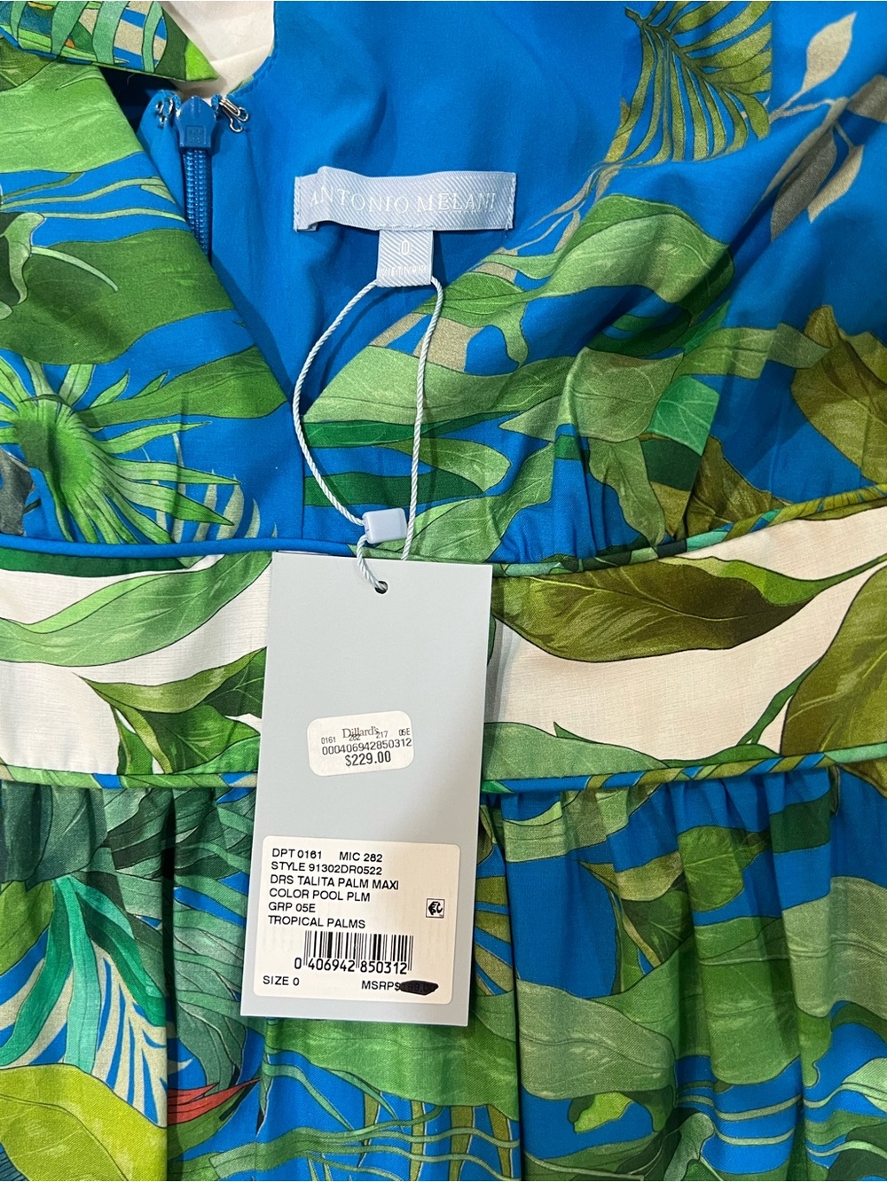 ANTONIO MELANI Green and Blue Tropical Maxi Dress - Picture 4 of 5